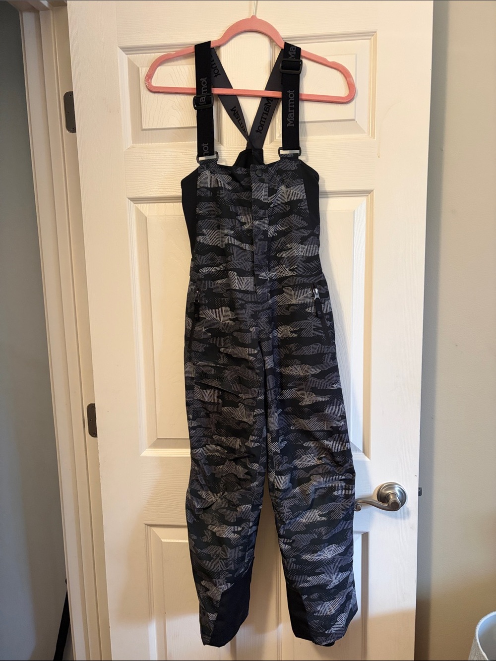 Marmot Black & Gray Camo Kids Snow Bib Overalls